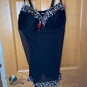 Black intimate wear with cheetah print